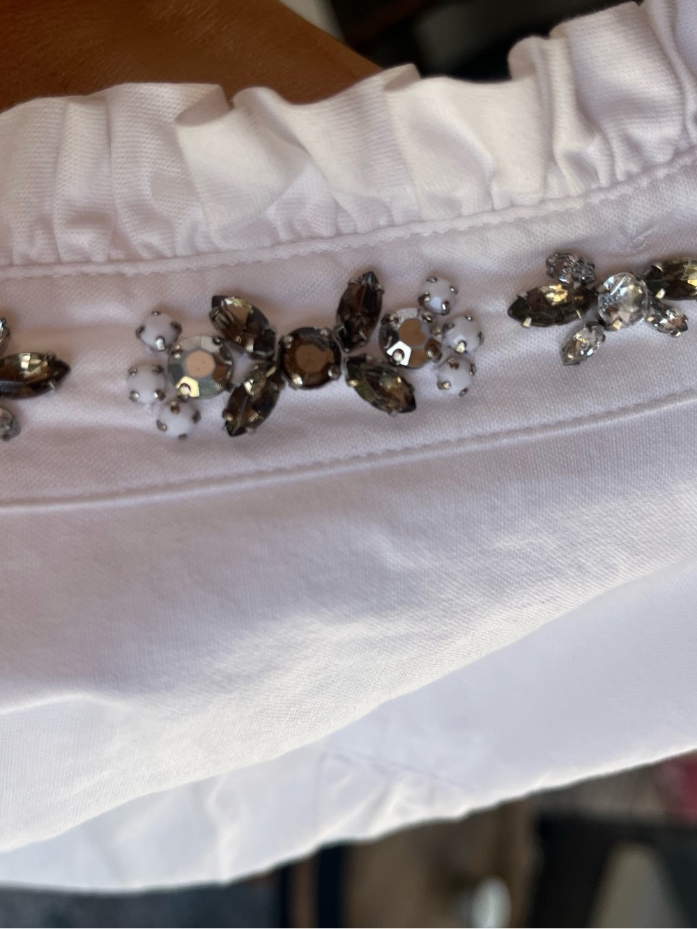 J. Crew White Sleeveless Button-Down Top with Crystal Collar - Picture 12 of 13